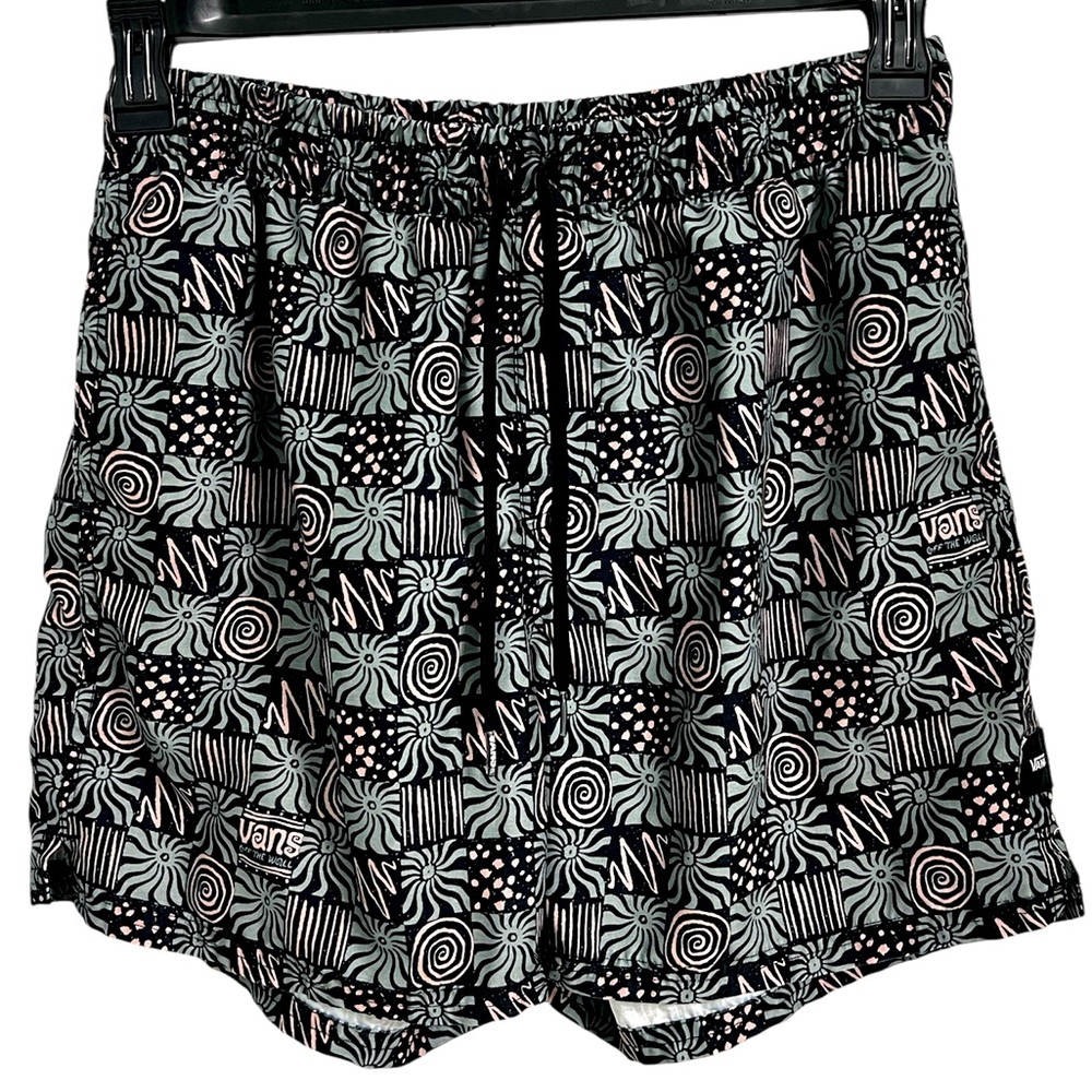 Vans Black and White and pink Athletic Shorts with Elastic Waistband